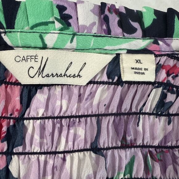 Caffe Marrahesh Blouse Womens XL Floral Smoked Tropical Vacation‎ Beachy - Picture 9 of 10